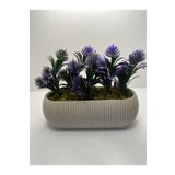 BYSHOME Uzun Bej Renk Saksıda Yapay Çiçek Mor Iğneli Çam Demeti Dekoratif Mutfak Banyo Masa Çiçeği 21x9x7 Cm