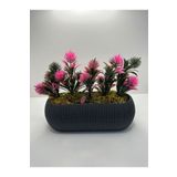 BYSHOME Uzun Gri Saksıda Yapay Çiçek Iğneli Çam Demeti Dekoratif Mutfak Banyo Masa Çiçeği 21X9X7 cm - Pembe