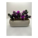 BYSHOME Uzun Saksıda Yapay Çiçek Fuşya Iğneli Çam Demeti Dekoratif Mutfak Banyo Masa Çiçeği 21x9x7 Cm