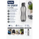 BYTA 1 Litre Sızdırmaz Su Şişesi Matara BPA İçermez Ergonomik Tasarım Spor Okul Ofis Seyahat Siyah