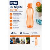 BYTA 1 Litre Sızdırmaz Su Şişesi Matara BPA İçermez Ergonomik Tasarım Spor Okul Ofis Seyahat Turuncu