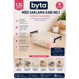 BYTA 1,2 L Kilitli Kapaklı Çok Amaçlı Saklama Kabı Şeffaf Plastik Organizer Kutu