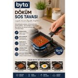 BYTA 12x12 cm Kare Döküm Sos Tavası Yapışmaz Granit Desenli Mini Tava