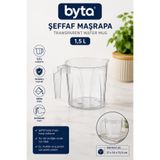 BYTA 1,5 L Şeffaf Plastik Sürahi Maşrapa | Ergonomik Kulplu Çok Amaçlı Su Sürahisi