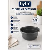 BYTA 1,5 L Yuvarlak Plastik Badya No:1 Çok Amaçlı Dayanıklı Mutfak ve Ev Kullanım Kabı
