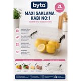 BYTA 2 L Kilitli Kapaklı Plastik Saklama Kabı Hava Geçirmez Gıda Muhafaza Kutusu