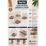 BYTA 2,5 cm Silikon Sandalye Ayaklığı Kare Çizdirmez Ses Önleyici Zemin Koruyucu Mobilya Ayak Kılıfı Özel Renk Keçeli