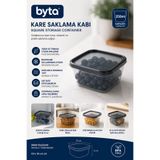 BYTA 250 ml Kare Saklama Kabı Kapaklı Plastik Gıda Saklama Kabı Şeffaf Erzak ve Buzdolabı Düzenleme Kabı