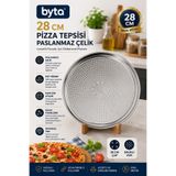 BYTA 28 cm Paslanmaz Çelik Delikli Pizza Tepsisi Yuvarlak Fırın Tepsisi Çıtır Taban Pişirme