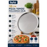 BYTA 38 cm Paslanmaz Çelik Delikli Pizza Tepsisi Yuvarlak Fırın Tepsisi Çıtır Taban Pizza Pişirme Tepsisi