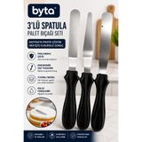 BYTA 3'lü Paslanmaz Çelik Pasta Spatulası ve Palet Bıçağı Seti - Pasta, Kek ve Krema Sıvama Aparatı