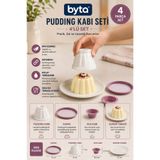 BYTA 4 Parça Puding Kalıbı Seti PP Plastik Tatlı Kalıbı, Kapak, Sosluk ve Sunum Tabağı