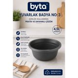 BYTA 4,5 L Yuvarlak Plastik Badya No:3 Çok Amaçlı Dayanıklı Leğen Mutfak ve Ev Kullanım Kabı
