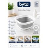 BYTA 5 Litre Katlanabilir Kare Badya Katlanır Leğen Sebze Meyve Yıkama Kabı Mutfak Kamp ve Temizlik İçin Çok Amaçlı