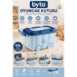 BYTA 50 Litre Tekerlekli Oyuncak Saklama Kutusu – Kapaklı, Çok Amaçlı Düzenleyici Saklama Sandığı, Dayanıklı Yapı