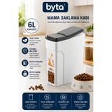 BYTA 6 Litre Kapaklı Mama Saklama Kabı Hava Geçirmez Kedi Köpek Kuru Mama Saklama Kutusu