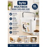 BYTA 6 Litre Kulplu Mama Saklama Kabı Kapaklı Kedi Köpek Kuru Mama Saklama Kutusu