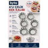 BYTA 6'lı Paslanmaz Çelik Kek Kalıbı Mini Tart Turta Muffin Pişirme Kalıbı Fırına Uygun