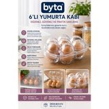 BYTA 6'lı Şeffaf Kapaklı Yumurta Saklama Kabı Buzdolabı Yumurtalık Organizeri Plastik Yumurta Düzenleyici BPA İçermez