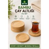 BYTA Bambu Çay Bardağı Altlığı 6’lı Set – 9,5 cm Doğal Bambu Çay Fincan Takımı , Isıya Dayanıklı Bardak Tabağı