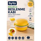 BYTA Beslenme Kabı Kilitli Kapaklı Lunch Box Hamburger Desen BPA Free Çocuk Beslenme Kutusu