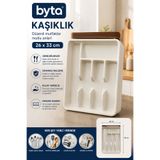 BYTA Çekmece İçi Kaşıklık 26x33 cm Bölmeli Kaşık Çatal Bıçak Organizeri Mutfak Düzenleyici