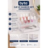 BYTA Çekmeceli Oje ve Manikür Seti Organizeri – Şeffaf Akrilik Çok Bölmeli Masaüstü Düzenleyici ve Saklama Kutusu