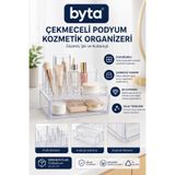 BYTA Çekmeceli Şeffaf Akrilik Makyaj ve Kozmetik Organizeri – Çok Bölmeli Masaüstü Saklama ve Düzenleme Kutusu