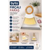 BYTA Fırçalı Faraş Seti Bambu Saplı Ergonomik Mini El Süpürgesi Masa Tezgah Mutfak Temizlik Seti