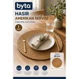 BYTA Hasır Amerikan Servisi 38 cm Yuvarlak Supla 1 Adet Dekoratif Sofra Altlığı