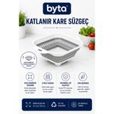 BYTA Katlanabilir Kare Silikon Mutfak Süzgeci | Sebze Meyve ve Makarna Süzgeci