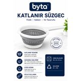 BYTA Katlanabilir Saplı Mutfak Süzgeci | Makarna, Sebze ve Meyve Yıkama Süzgeci | Yer Tasarruflu Katlanır Kevgir