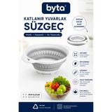 BYTA Katlanabilir Yuvarlak Süzgeç – Katlanır Meyve Sebze Yıkama ve Makarna Süzgeci | Yer Tasarruflu Mutfak Gereci