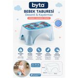 BYTA Kaydırmaz Desenli Bebek Basamağı Çocuk Taburesi 35x24,5x16 cm Mavi