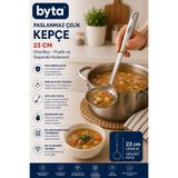 BYTA Paslanmaz Çelik Orta Boy Kepçe 23 cm – Çorba, Yemek ve Sos Servis Kepçesi