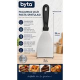 BYTA Paslanmaz Çelik Pasta Spatulası 26x8 cm – Geniş Pasta, Börek, Kek ve Pizza Servis Küreği