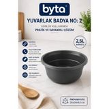 BYTA plastik badya, plastik leğen, yuvarlak badya, 2,5 litre badya, mutfak kabı, çok amaçlı kap, ev gereçleri, BPA içermez, dayanıklı plastik badya