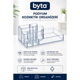 BYTA Şeffaf Akrilik Makyaj ve Kozmetik Düzenleyici Organizer – Çok Bölmeli Masaüstü Saklama Kutusu