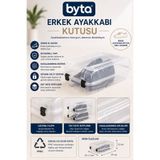 BYTA Şeffaf Erkek Ayakkabı Saklama Kutusu Klipsli Kapaklı İstiflenebilir Organizer 37 x 21 x 12 cm