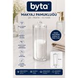 BYTA Şeffaf Kapaklı Makyaj Pamukluğu – Pamuk Ped Düzenleyici ve Banyo Organizer Kutusu
