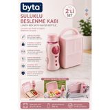 BYTA Suluklu Beslenme Kabı Seti – 2'li Çocuk Beslenme Kutusu, BPA İçermez, Taşıma Saplı
