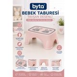 BYTA Tavşan Desenli Kaymaz Çocuk Basamağı Bebek Lavabo ve Klozet Basamağı Pembe