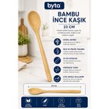 BYTA Uzun Boy Bambu Kaşık 23 cm İnce Kaşık Ergonomik Yüksek Kaliteli