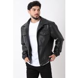 ByTrend Kolu Lastikli Çıtçıtlı Suni Deri Mont STR 5021-Bl 1752_ 50311-1