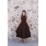 bytugcekaya Acı Kahve Halter Yaka Kemerli Kloş Elbise