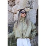 bytugcekaya Açık Haki Standart Beden İnce Kısa Mont