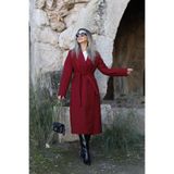 bytugcekaya Bordo Astarlı Kaşe Kaban
