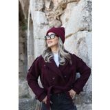 bytugcekaya Bordo İç Astarlı Kısa Kaşe Kaban
