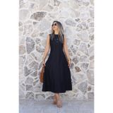bytugcekaya Lacivert Sıfır Kol Sırt Fermuarlı Denim Elbise