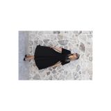 bytugcekaya Siyah Kol Volanlı Uzun Kloş Elbise